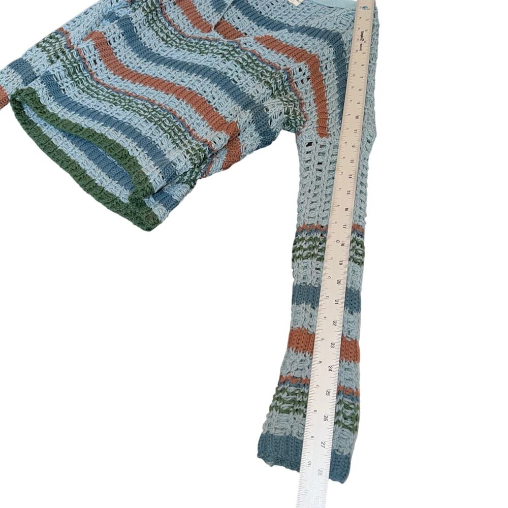 Urban Outfitters Striped Open Knit Cropped Sweater - Size Small boho beach - Picture 6 of 8